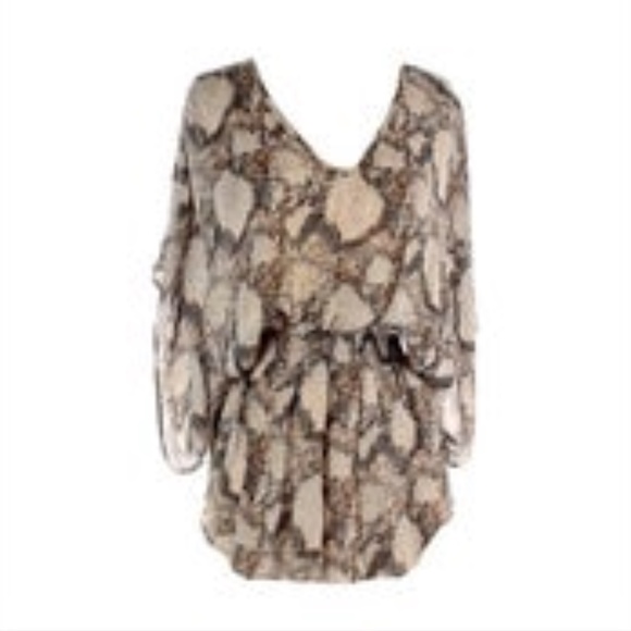 Parker Blush-Pink/Black Snake Silk Kimono Top - Picture 2 of 12